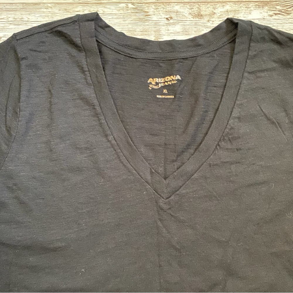 Arizona Jean Co Juniors Young Women's V-Neck Tee Short-Sleeve T-Shirt Black XL - Picture 7 of 9